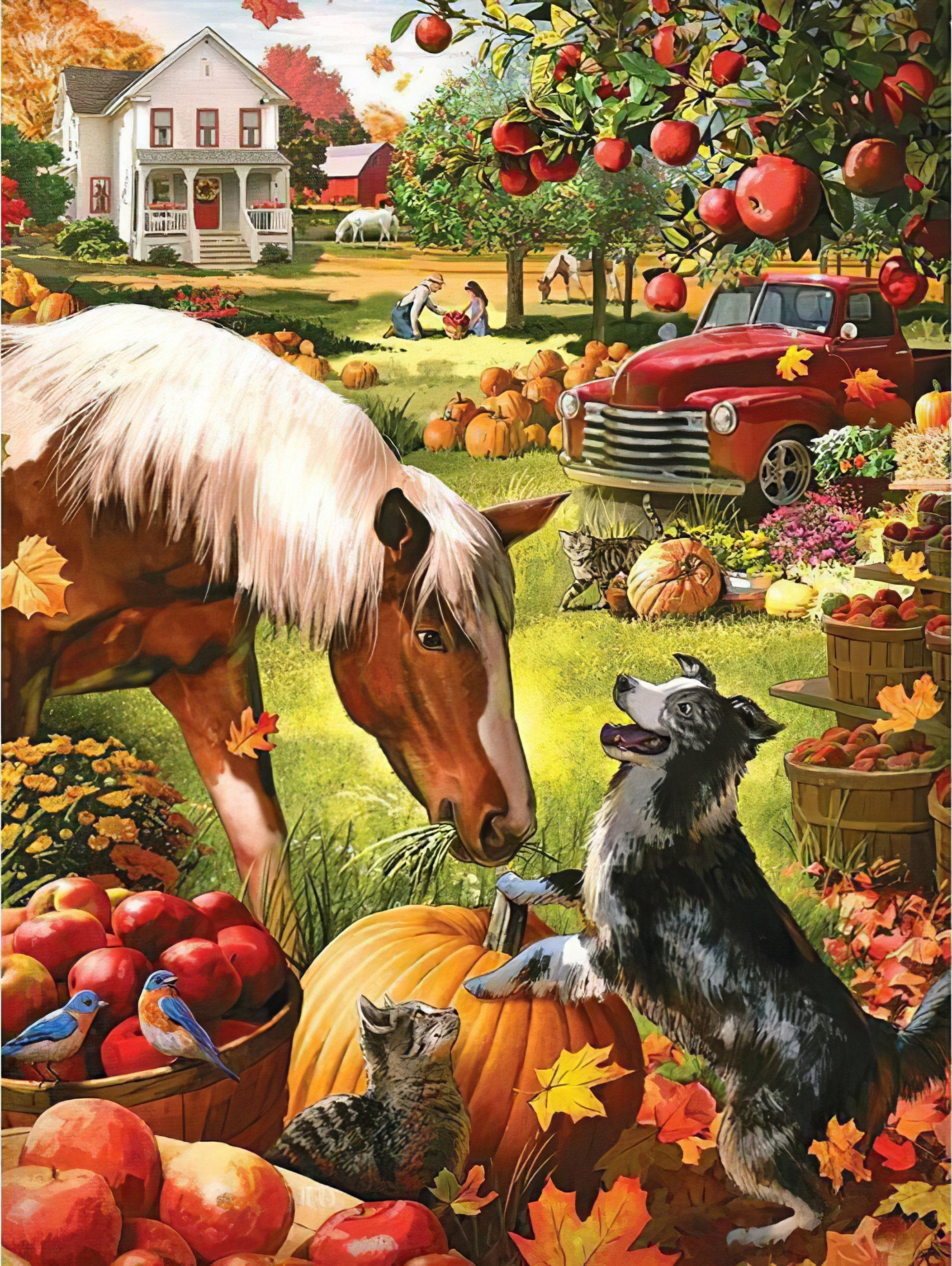 Diamond Painting - Halloween-Pferd und Hund