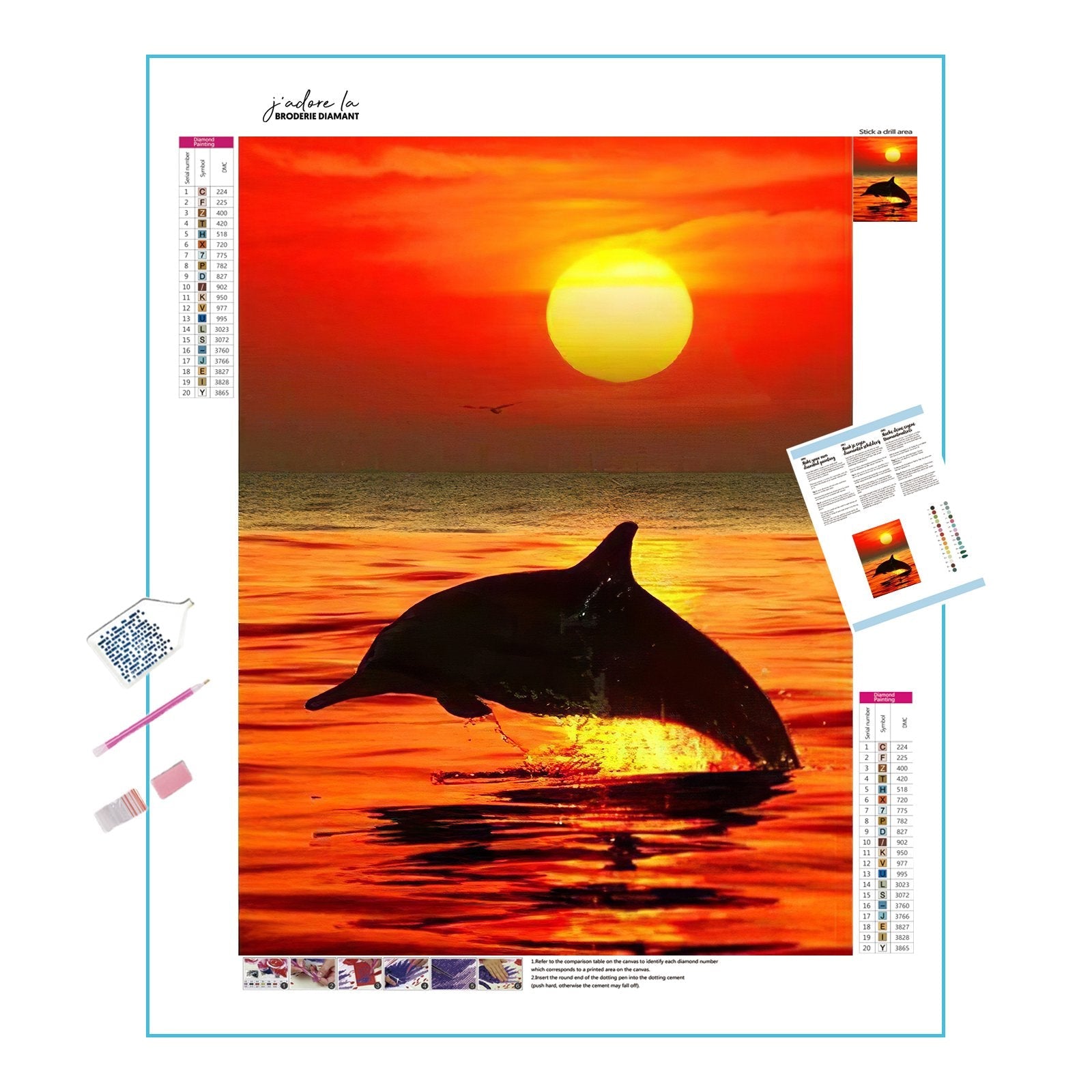 Diamond Painting - Delfin im Sonnenuntergang