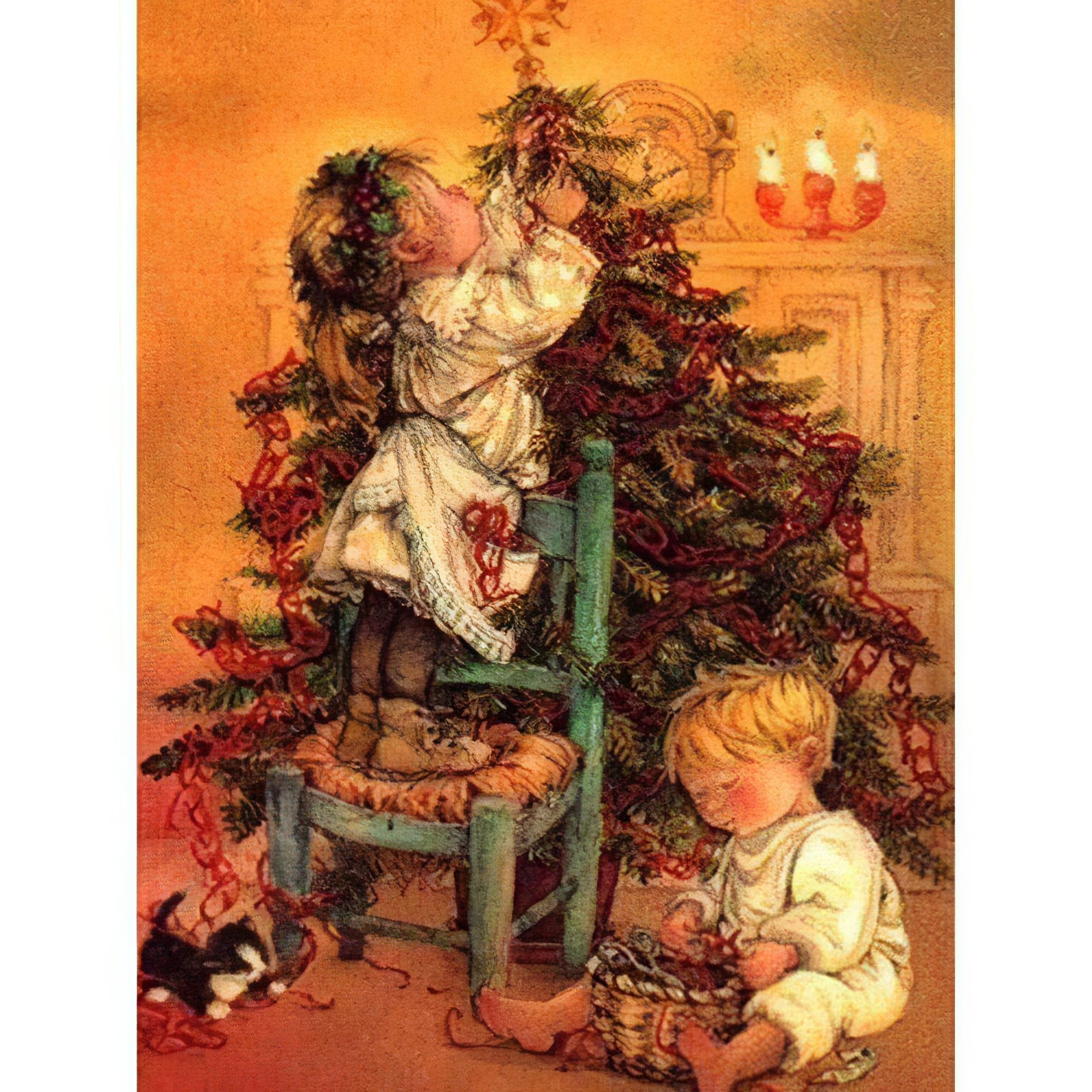 Diamond Painting - Zwei Kinder und Weihnachtsbaum