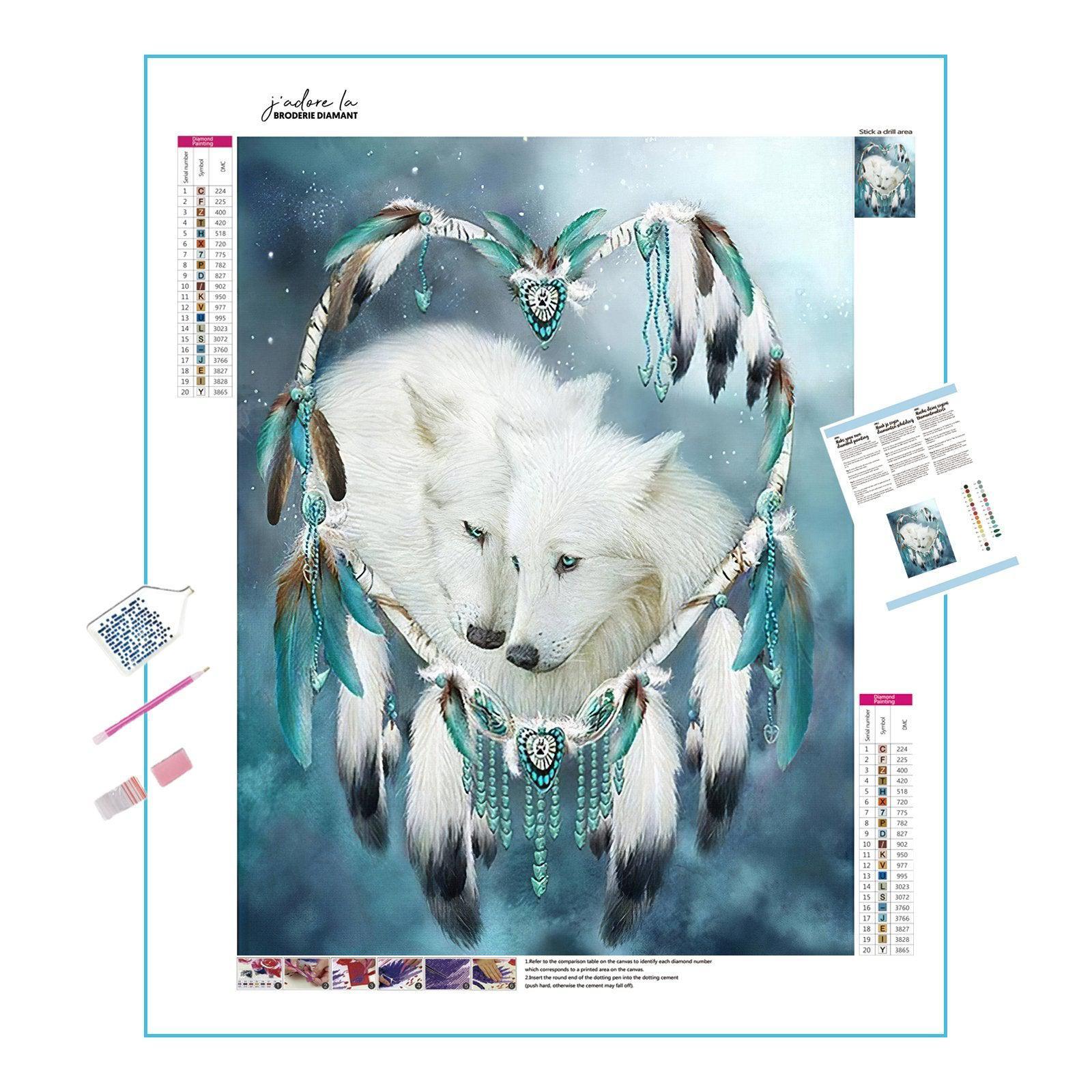 Diamond Painting - Zwei weiße Wölfe