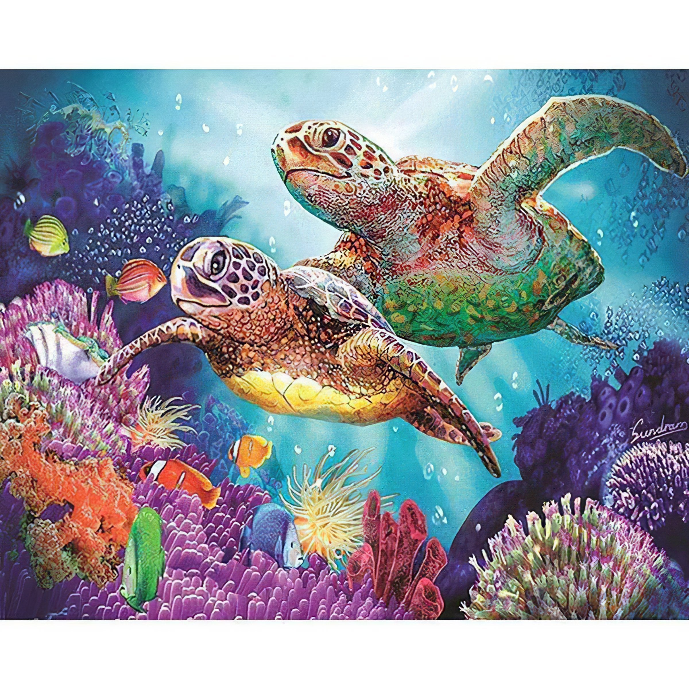 Diamond Painting - Schildkröte zwei im Ozean