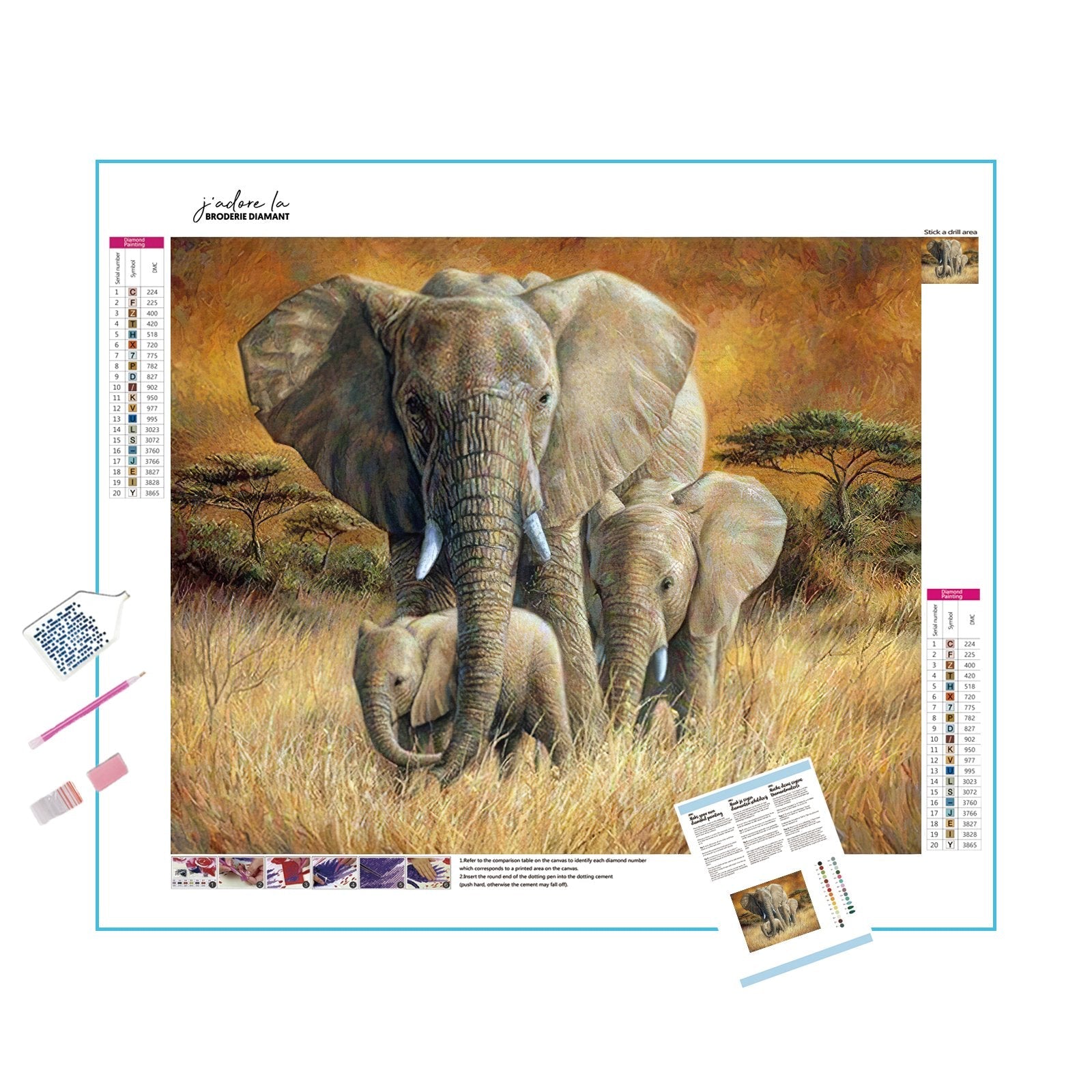Diamond Painting - Elefantenfamilie