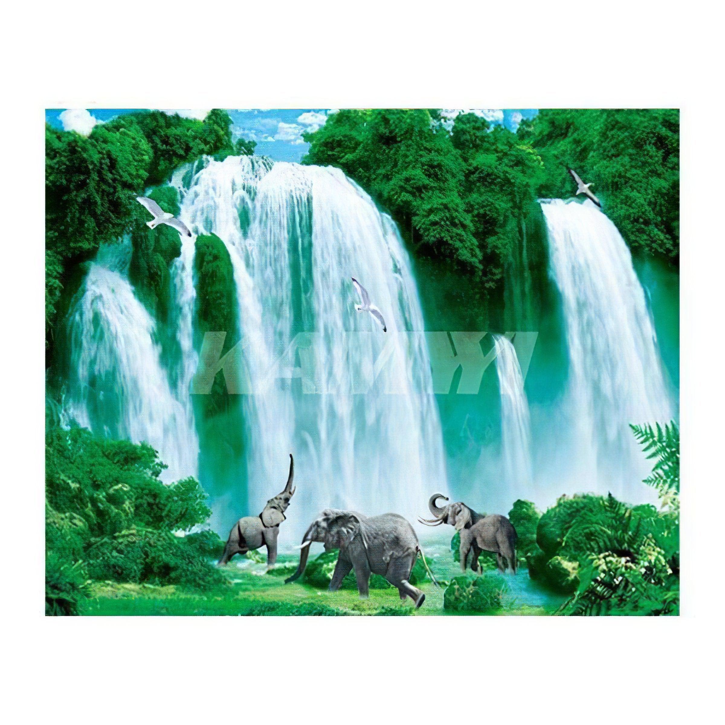 Diamond Painting - Elefant und Wasserfall