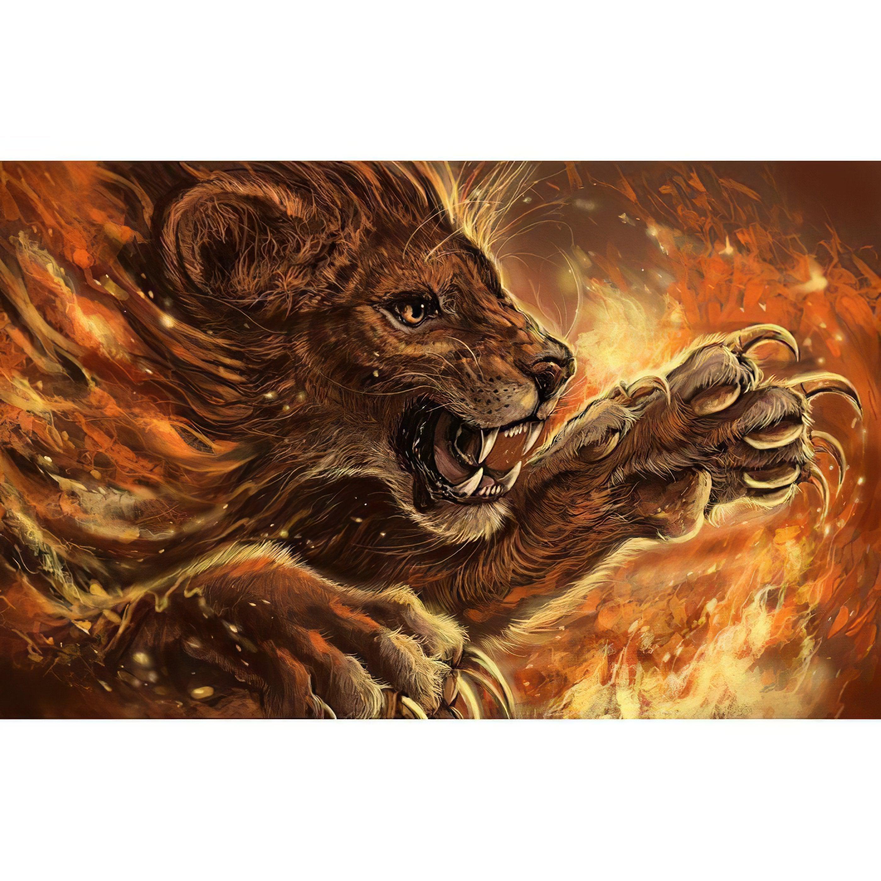 Diamond Painting - Lion In The Fire