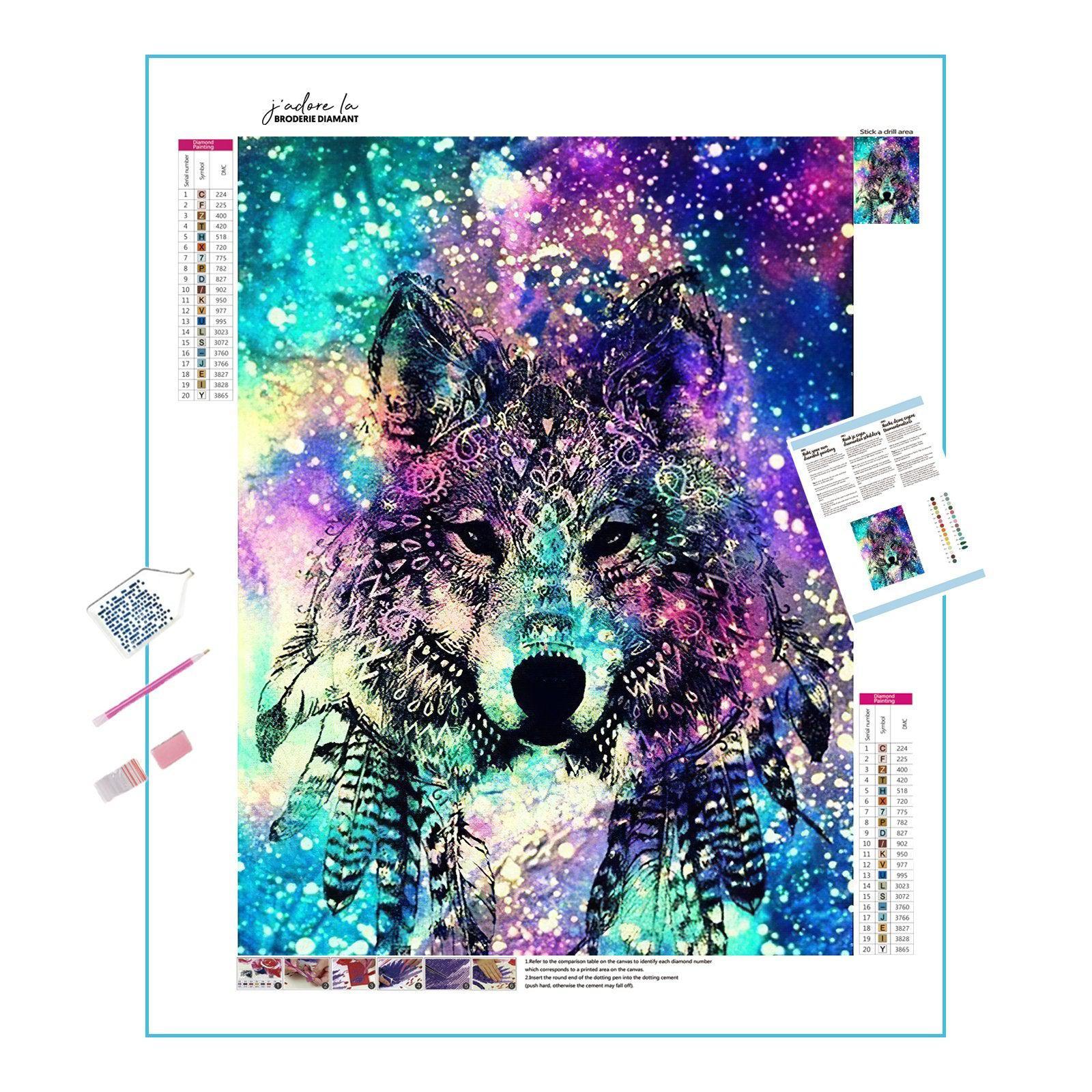 Diamond Painting - Farbiger Wolf