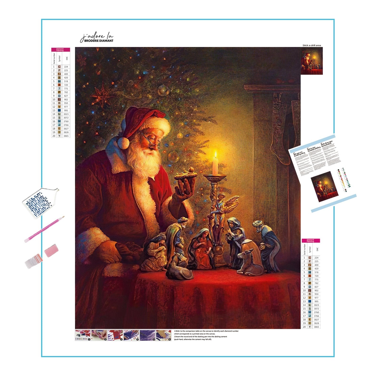 Diamond Painting - Weihnachtsmann und die Lampe