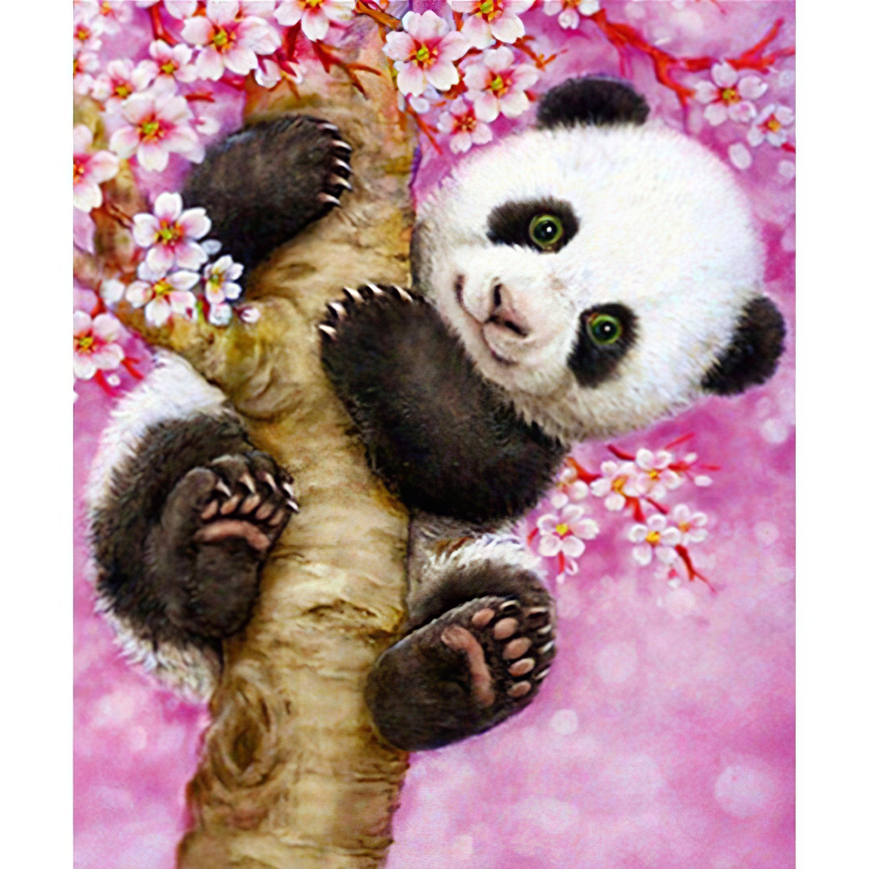 Diamond Painting - Niedlicher Panda mit Blumen