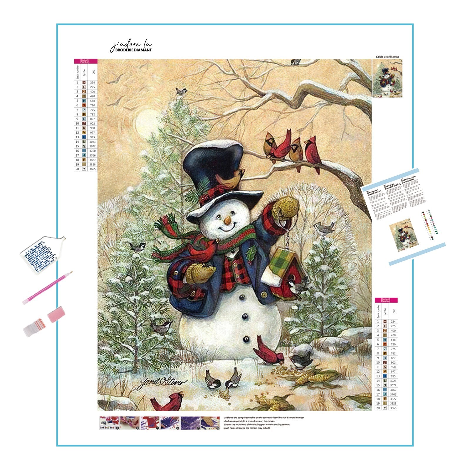 Diamond Painting - Snowman And Colored Bird
