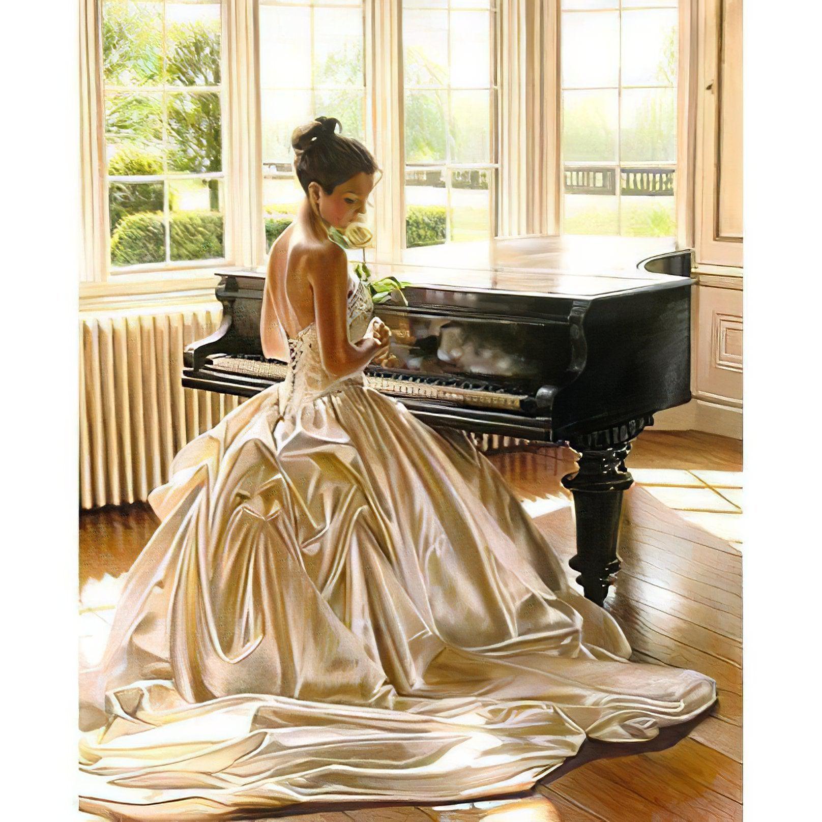 Diamond Painting - Junge Dame mit Klavier